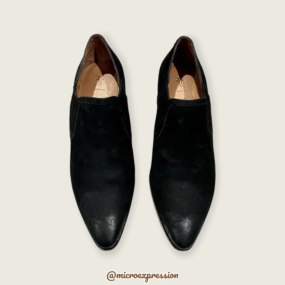 $339 Frye Eleanor Black Leather Western Shootie Everyday Casual Comfy Ankle Boot - Picture 8 of 16